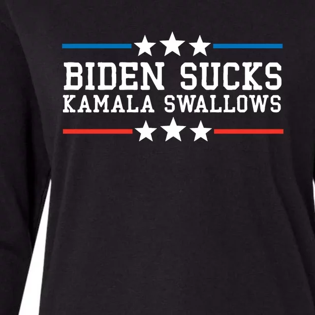 Biden Sucks Kamala Swallows Funny Biden And Kamala Womens Cotton Relaxed Long Sleeve T-Shirt