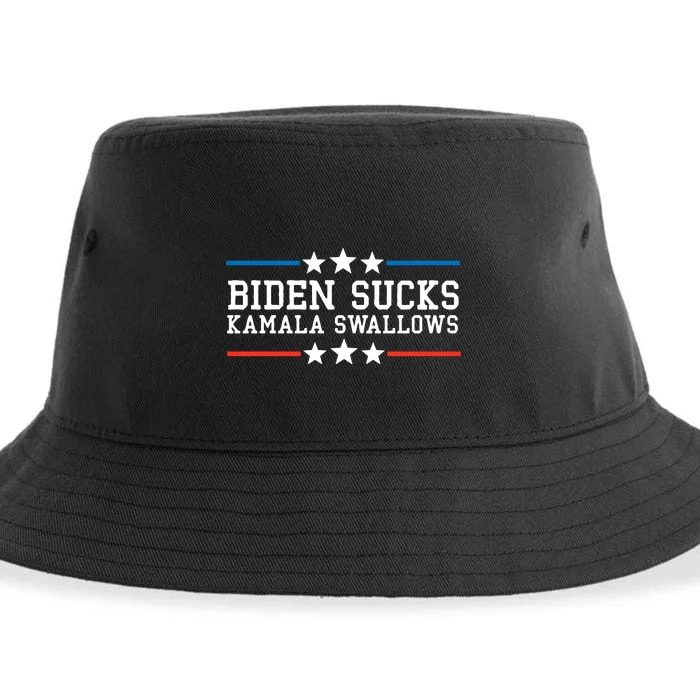 Biden Sucks Kamala Swallows Funny Biden And Kamala Sustainable Bucket Hat