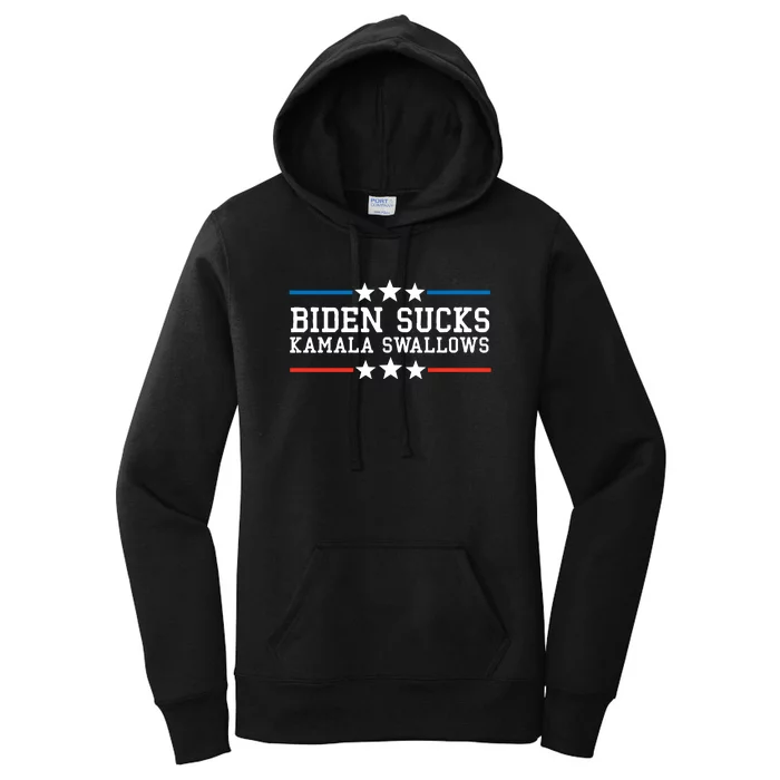 Biden Sucks Kamala Swallows Funny Biden And Kamala Women's Pullover Hoodie