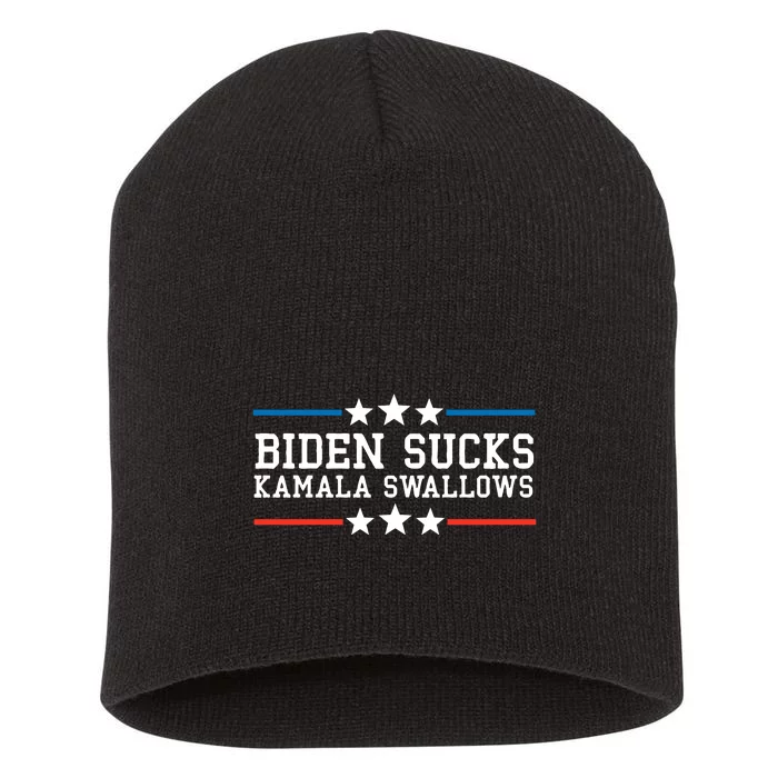 Biden Sucks Kamala Swallows Funny Biden And Kamala Short Acrylic Beanie