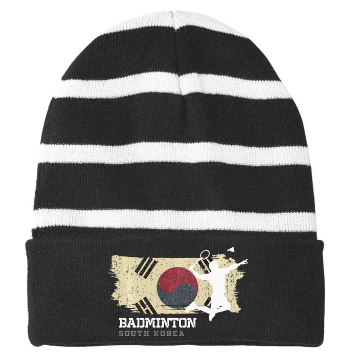 Badminton South Korea Net Games Player Badminton Striped Beanie with Solid Band