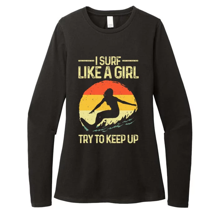 Best Surf Like A Girl Surfer Art For Wo Retro Surfing Womens CVC Long Sleeve Shirt