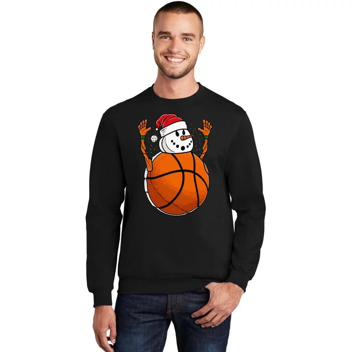 Basketball Snowman Love Winter Christmas Santa Hat Lover Sweatshirt