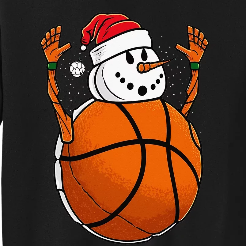 Basketball Snowman Love Winter Christmas Santa Hat Lover Sweatshirt