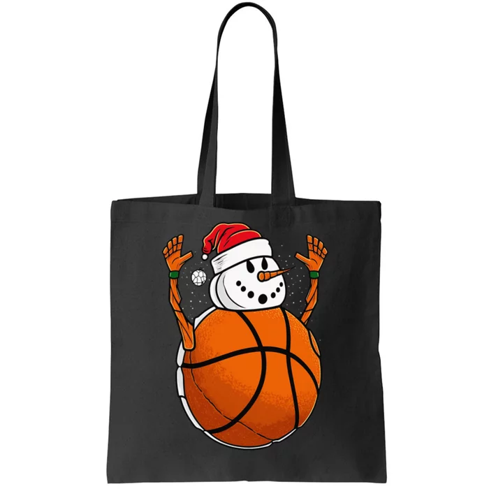 Basketball Snowman Love Winter Christmas Santa Hat Lover Tote Bag