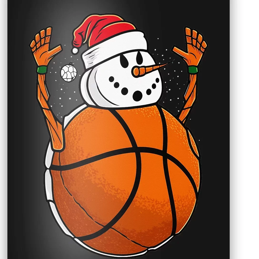 Basketball Snowman Love Winter Christmas Santa Hat Lover Poster