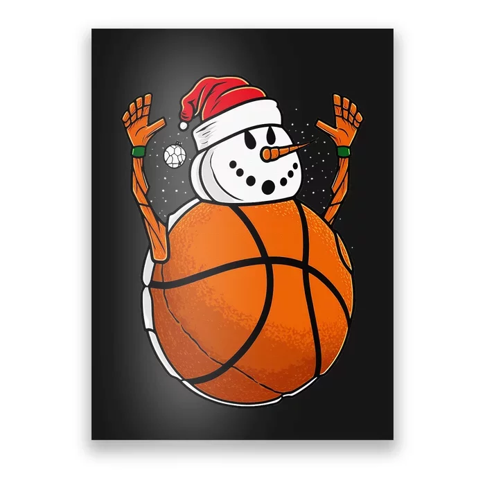 Basketball Snowman Love Winter Christmas Santa Hat Lover Poster