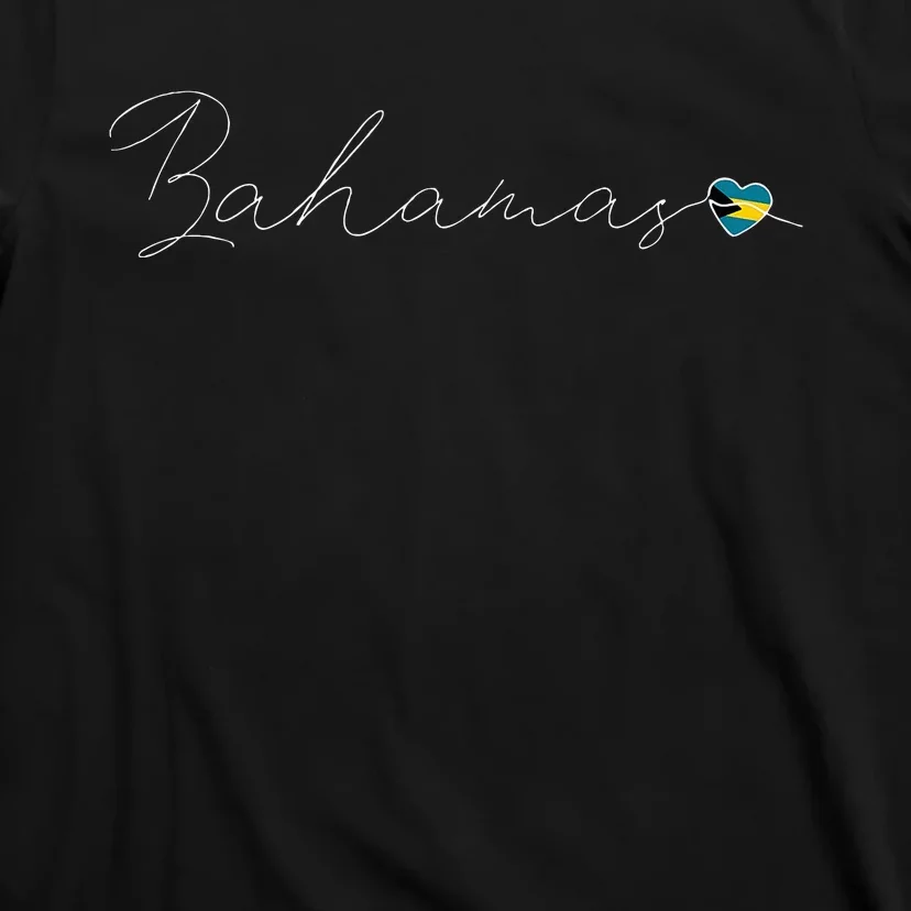 Bahamas Simple Love Bahamian Flag Heart On Bahamas T-Shirt