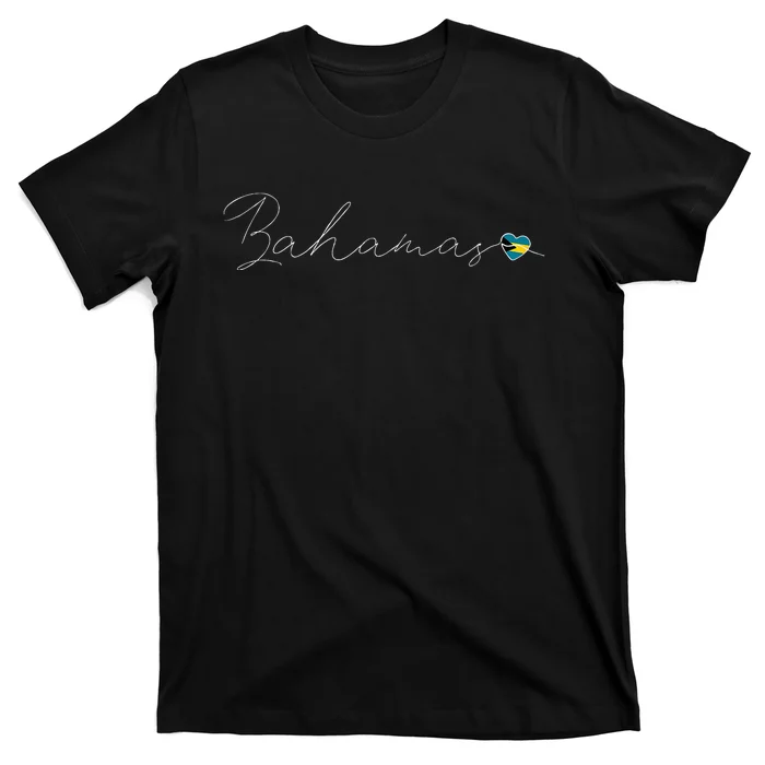 Bahamas Simple Love Bahamian Flag Heart On Bahamas T-Shirt