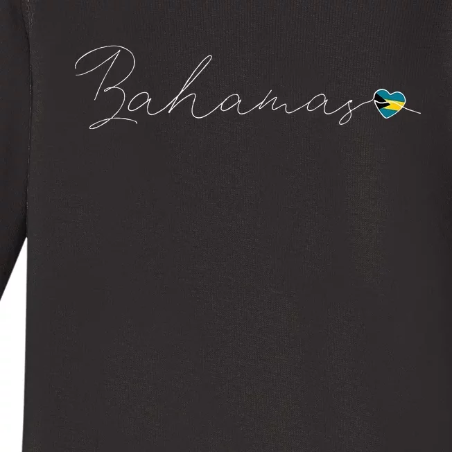 Bahamas Simple Love Bahamian Flag Heart On Bahamas Baby Long Sleeve Bodysuit