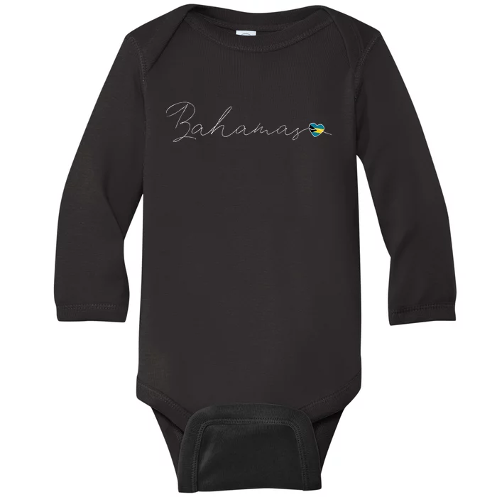 Bahamas Simple Love Bahamian Flag Heart On Bahamas Baby Long Sleeve Bodysuit