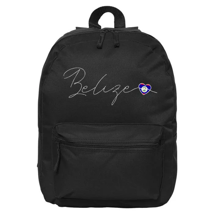 Belize Simple Love Belizean Flag Heart On Belize 16 in Basic Backpack