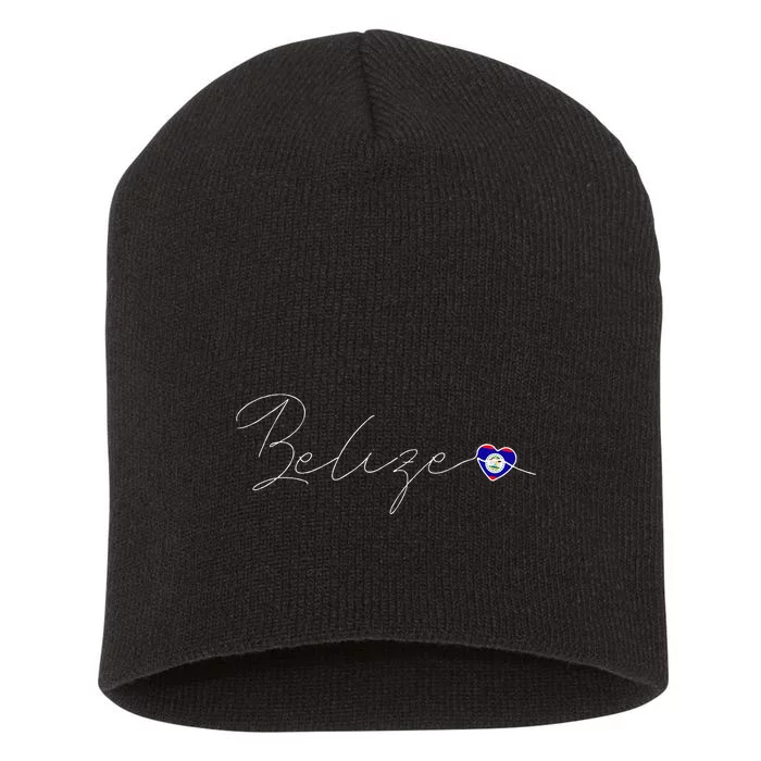 Belize Simple Love Belizean Flag Heart On Belize Short Acrylic Beanie