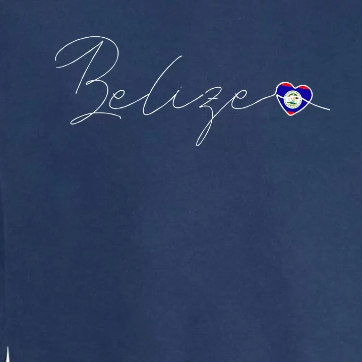 Belize Simple Love Belizean Flag Heart On Belize Garment-Dyed Sweatshirt