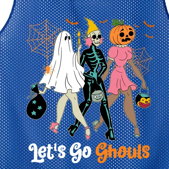 Boo Skeleton Lets Go Ghouls Halloween Costume Retro Groovy Cool Gift Mesh Reversible Basketball Jersey Tank