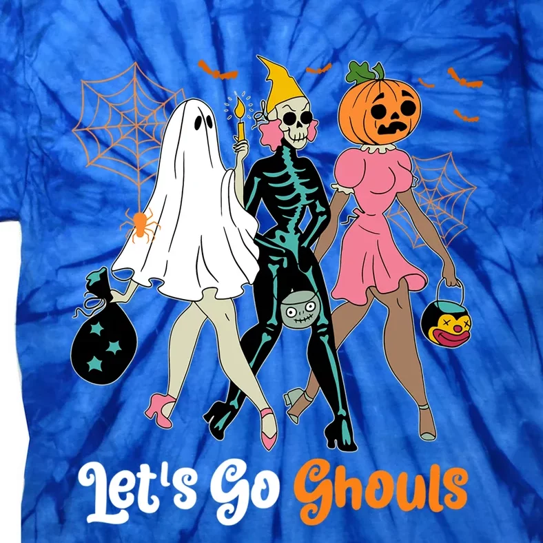 Boo Skeleton Lets Go Ghouls Halloween Costume Retro Groovy Cool Gift Tie-Dye T-Shirt