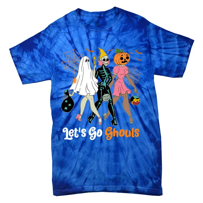 Boo Skeleton Lets Go Ghouls Halloween Costume Retro Groovy Cool Gift Tie-Dye T-Shirt