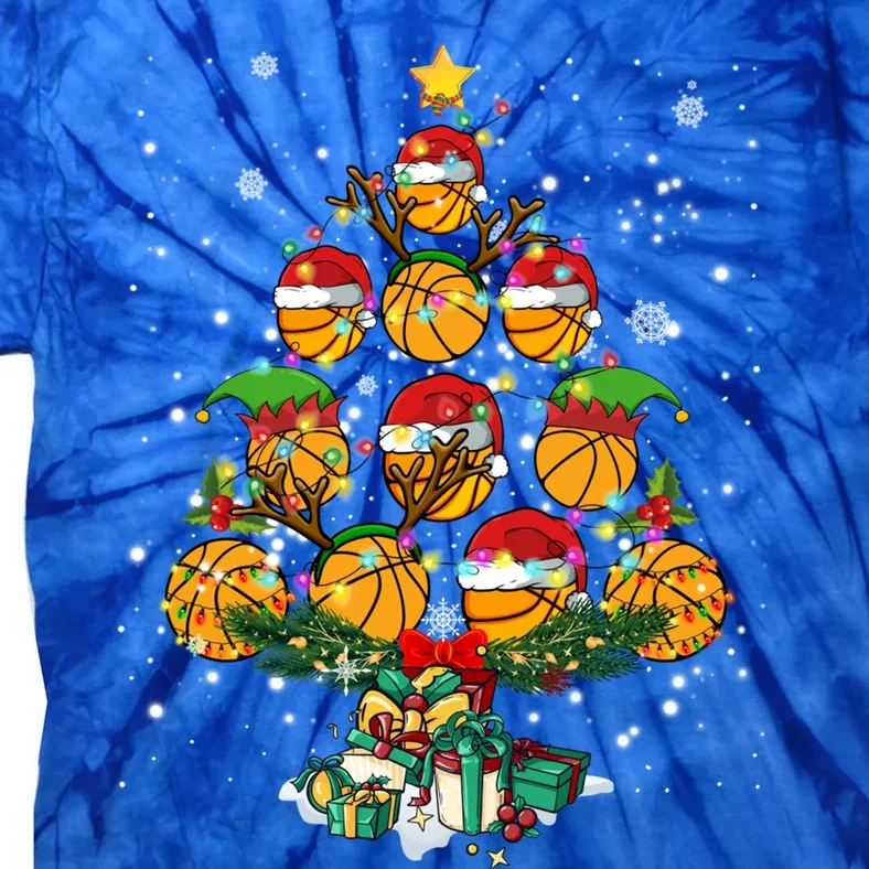 Basketball Sports Lover Xmas Basketball Christmas Tree Gift Tie-Dye T-Shirt