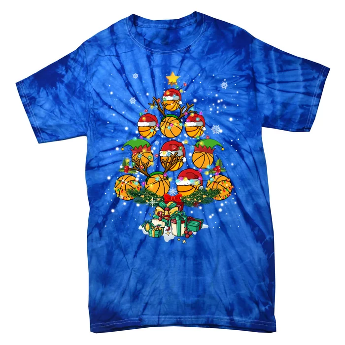 Basketball Sports Lover Xmas Basketball Christmas Tree Gift Tie-Dye T-Shirt