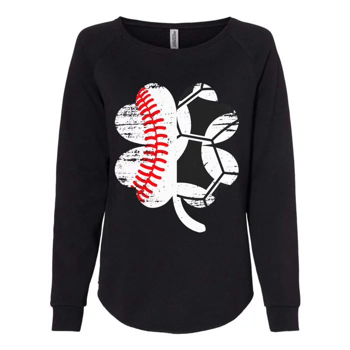 Baseball Soccer Love Clover St Patrick's Day Shamrock Boy Womens California Wash Sweatshirt