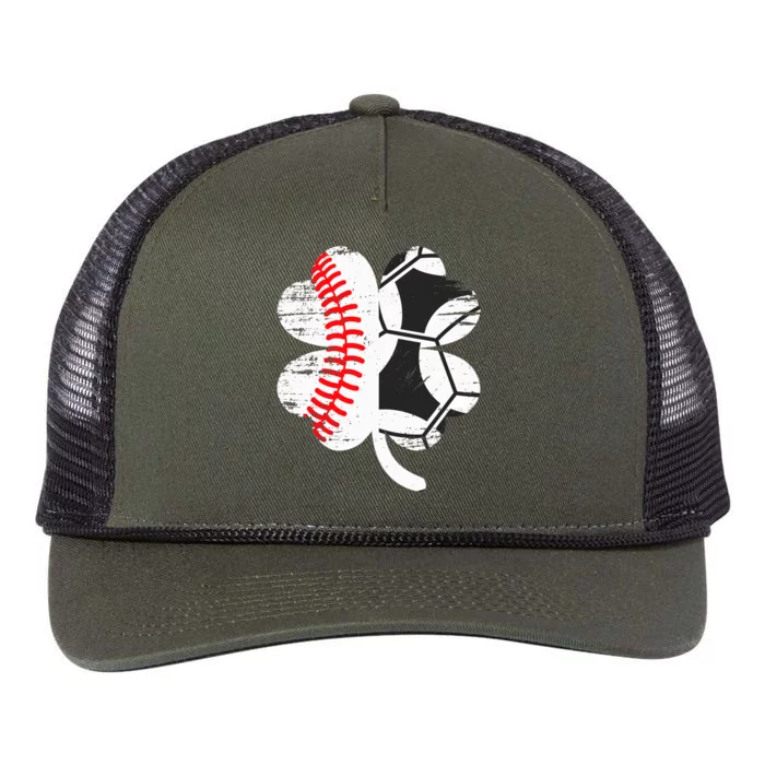 Baseball Soccer Love Clover St Patrick's Day Shamrock Boy Retro Rope Trucker Hat Cap