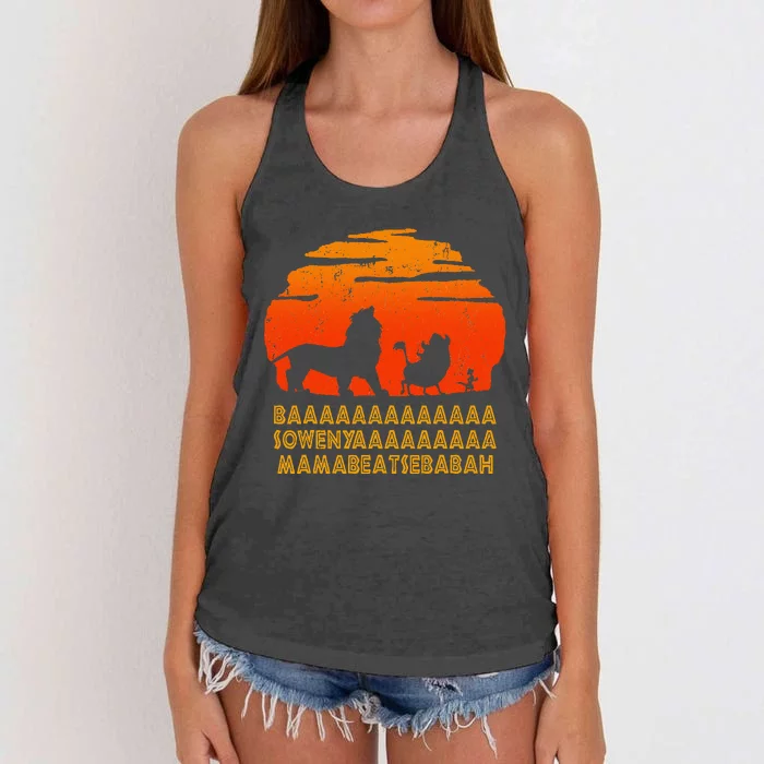 Baaa Sowenyaaa Lion African King Women's Knotted Racerback Tank