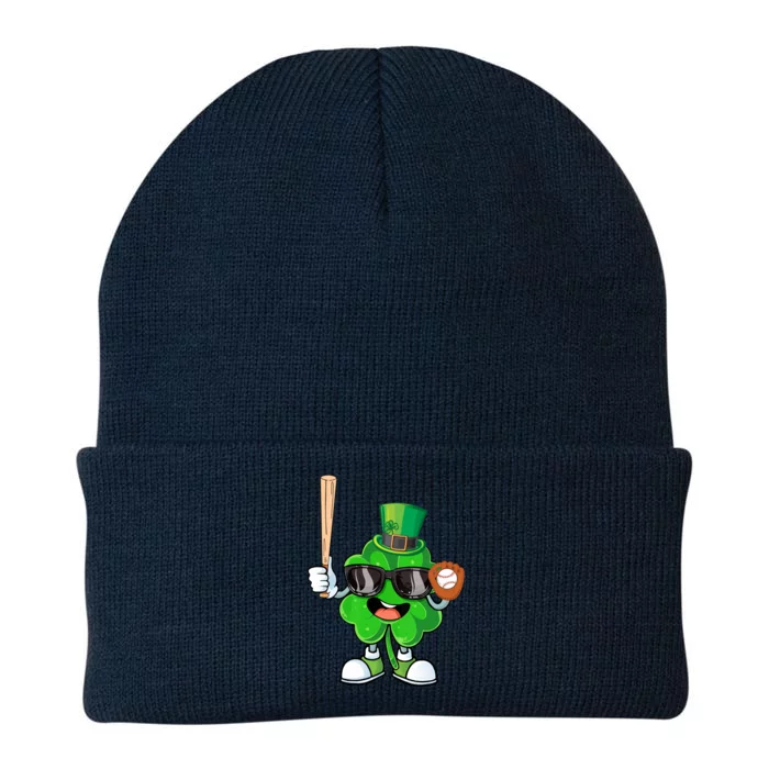 Baseball Shamrock Lucky Patricks Day Baseball Lover Gift Knit Cap Winter Beanie