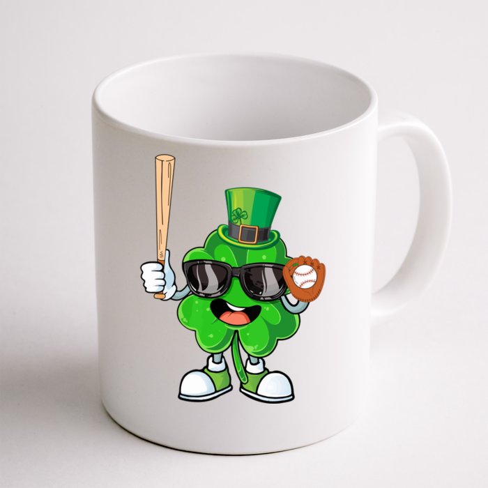 Baseball Shamrock Lucky Patricks Day Baseball Lover Gift Front & Back Coffee Mug