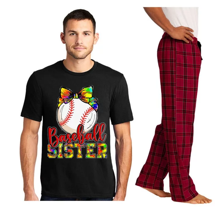 Baseball Sister Leopard Tie Dye Funny Mothers Day Pajama Set