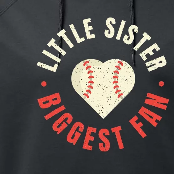 Baseball Sister Little Sister Biggest Fan Ball Performance Fleece Hoodie