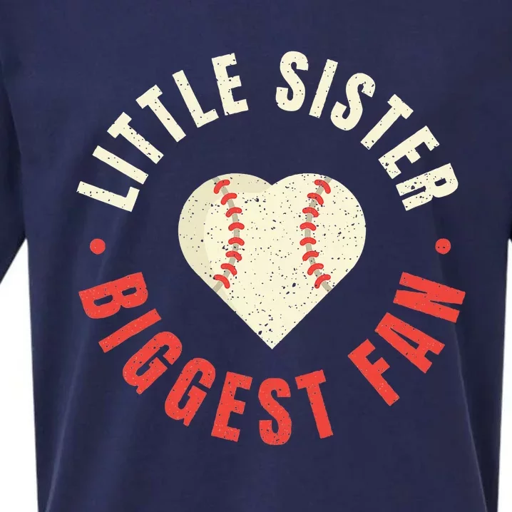 Baseball Sister Little Sister Biggest Fan Ball Sueded Cloud Jersey T-Shirt