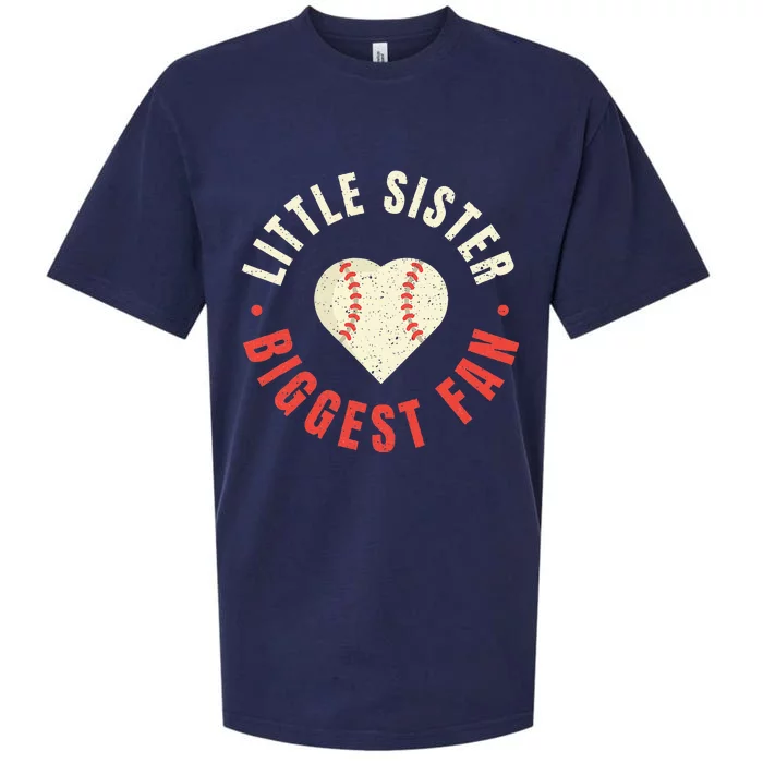 Baseball Sister Little Sister Biggest Fan Ball Sueded Cloud Jersey T-Shirt