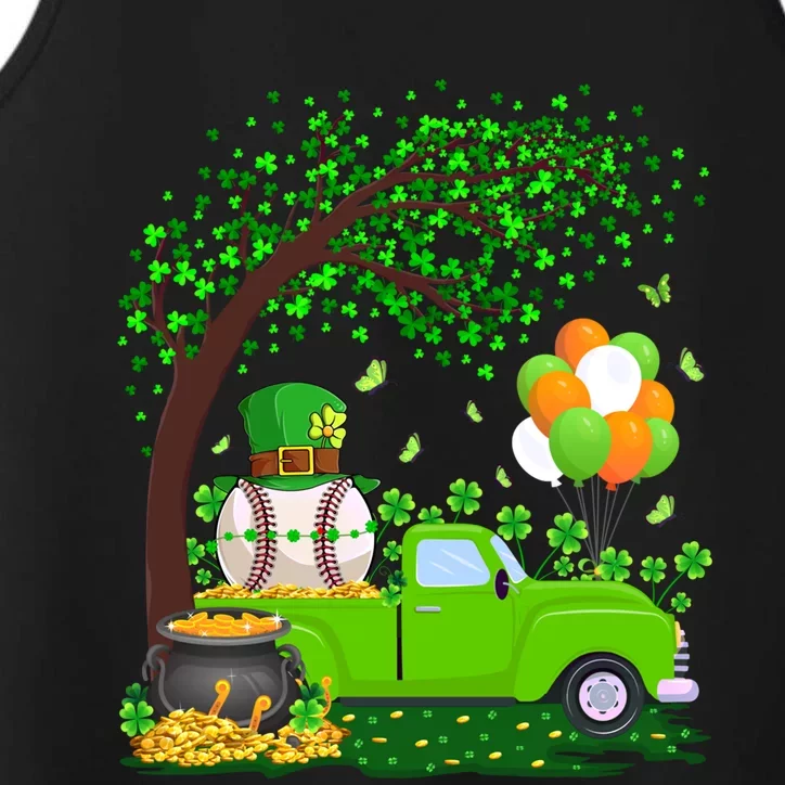 Baseball Sports Lover Shamrock Leaf Baseball St Patricks Day Funny Gift Performance Tank