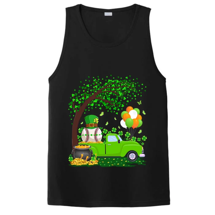 Baseball Sports Lover Shamrock Leaf Baseball St Patricks Day Funny Gift Performance Tank