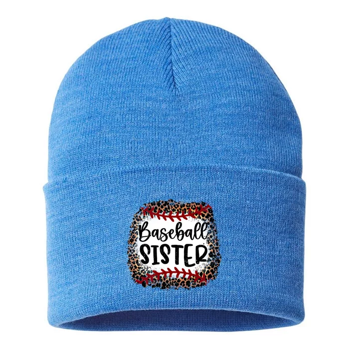 Baseball Sister Leopard Gift Baseball Sister Gift Sustainable Knit Beanie