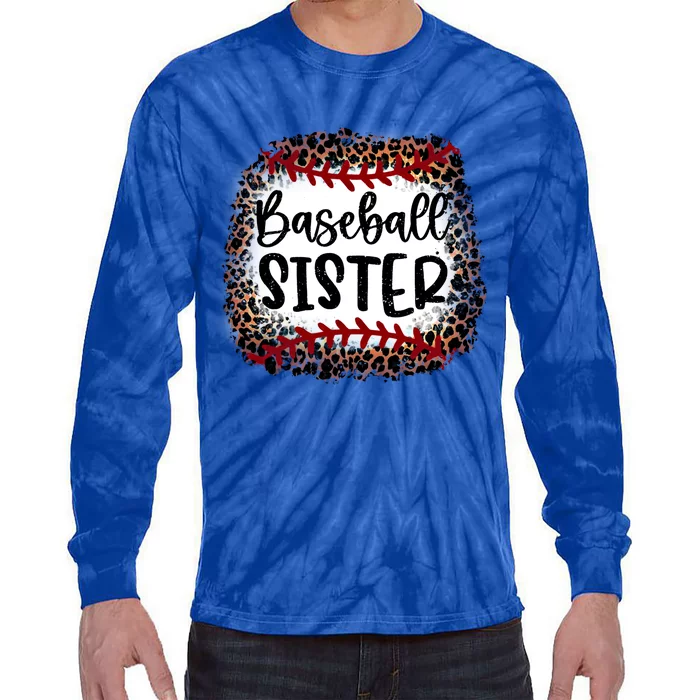 Baseball Sister Leopard Gift Baseball Sister Gift Tie-Dye Long Sleeve Shirt