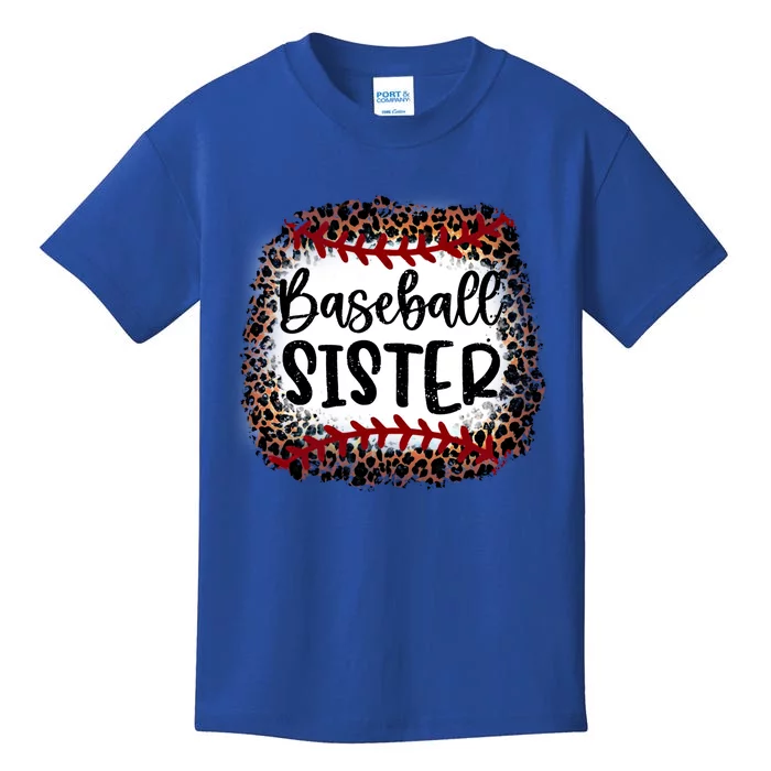 Baseball Sister Leopard Gift Baseball Sister Gift Kids T-Shirt