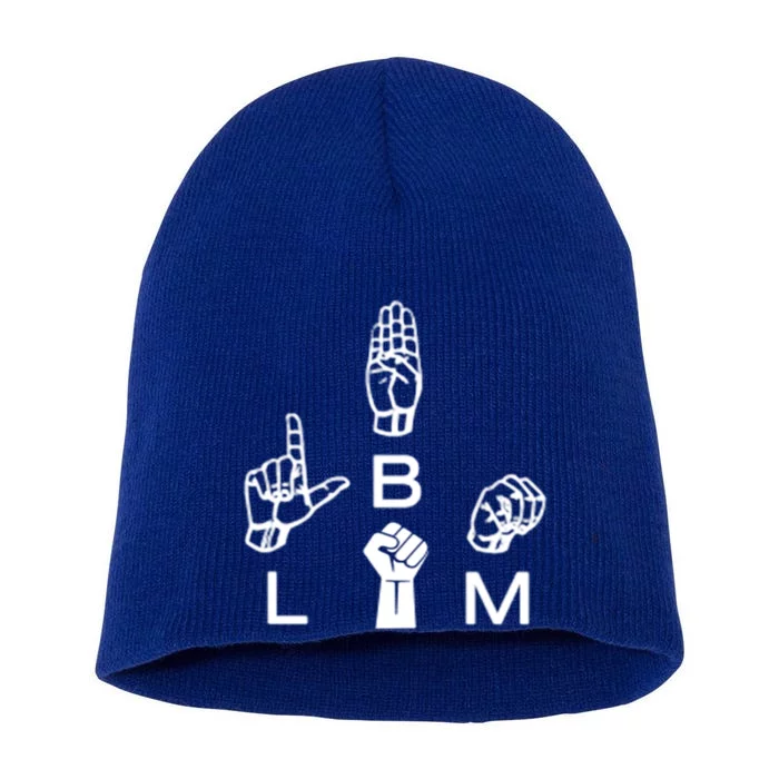 Blm Sign Language Gift Hand Graphic Hu Rights Tee Gift Short Acrylic Beanie