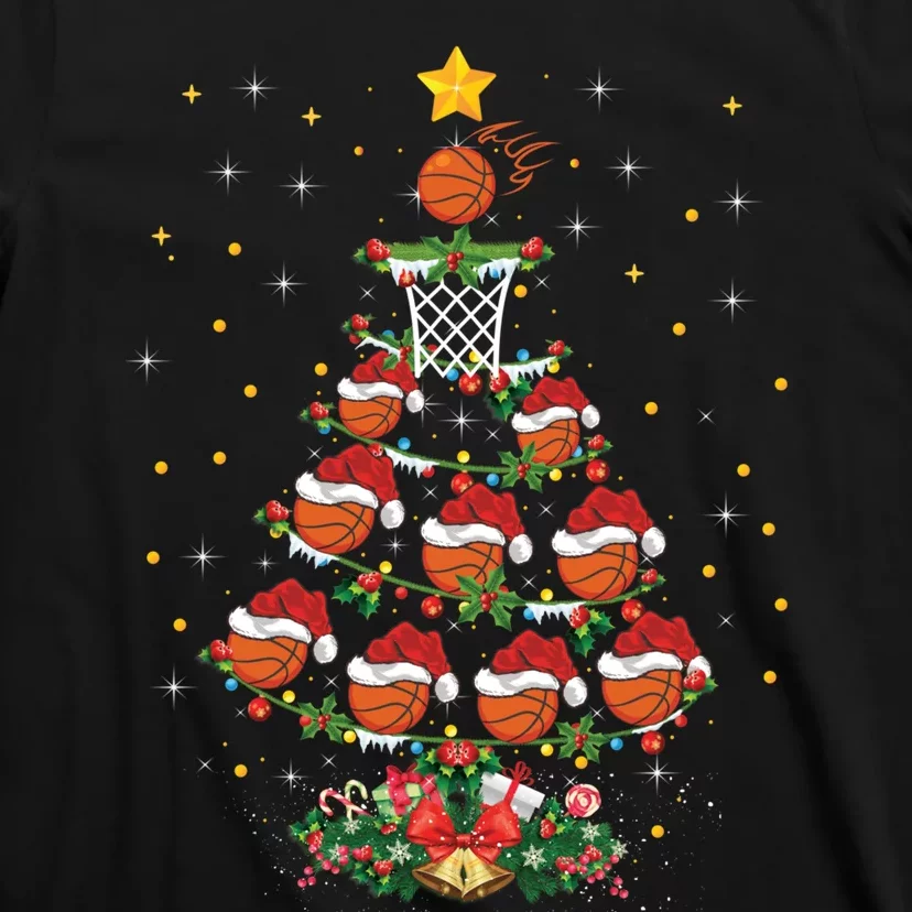 Basketball Sports Lover Santa Hat Basketball Christmas Tree T-Shirt