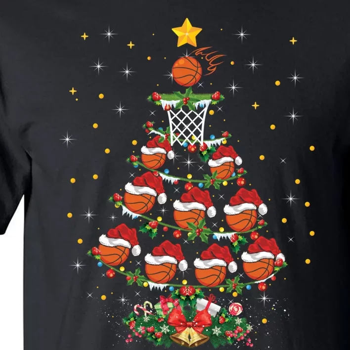 Basketball Sports Lover Santa Hat Basketball Christmas Tree Tall T-Shirt