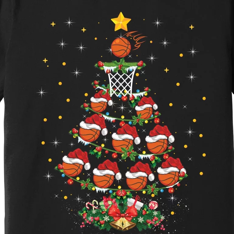 Basketball Sports Lover Santa Hat Basketball Christmas Tree Premium T-Shirt