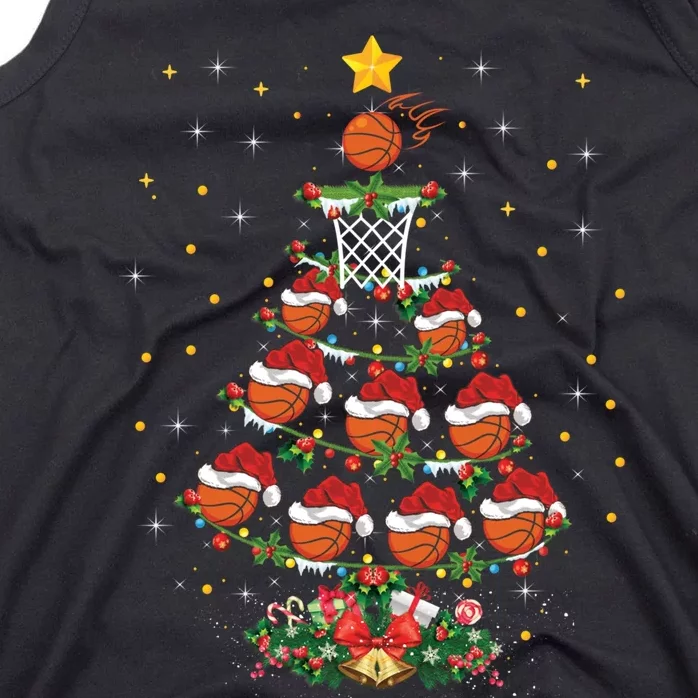 Basketball Sports Lover Santa Hat Basketball Christmas Tree Tank Top