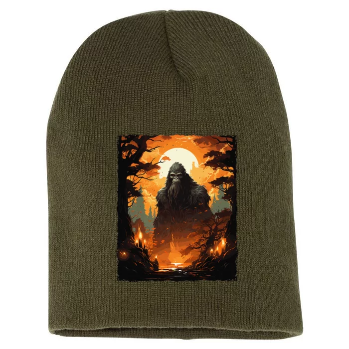 Bigfoot Sasquatch Lovers Short Acrylic Beanie