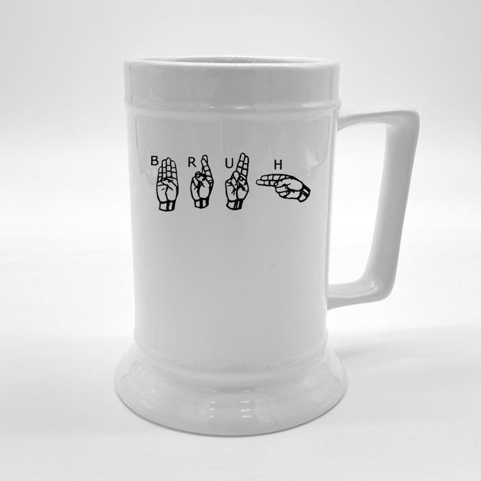 Bruh Sign Language Front & Back Beer Stein