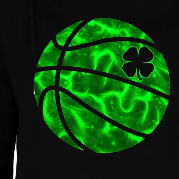 Basketball Shamrock Lucky Clover Irish St PatrickS Day Womens Funnel Neck Pullover Hood