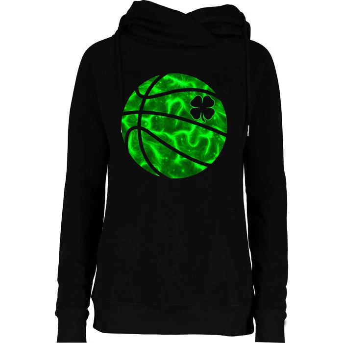 Basketball Shamrock Lucky Clover Irish St PatrickS Day Womens Funnel Neck Pullover Hood