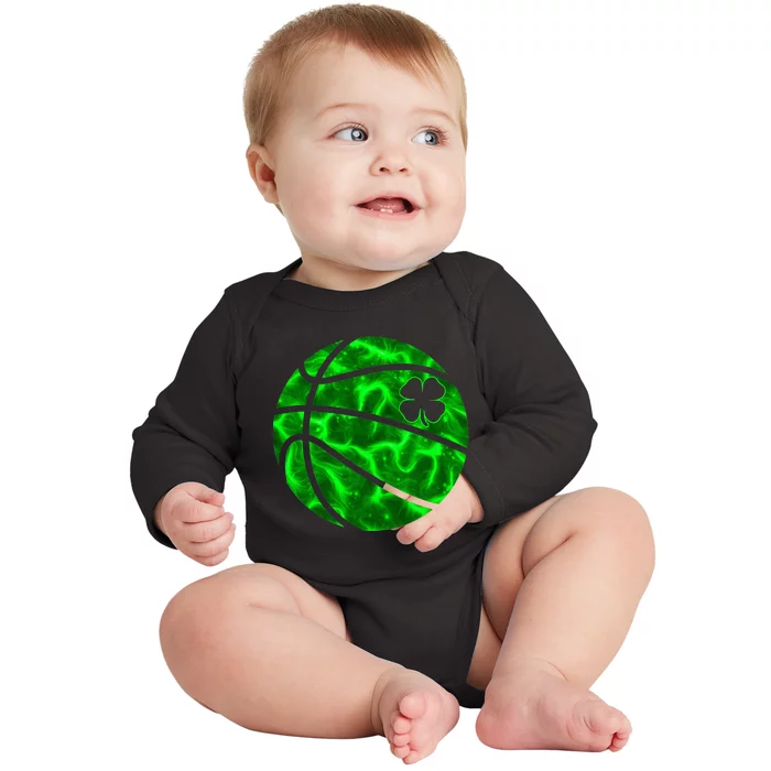 Basketball Shamrock Lucky Clover Irish St PatrickS Day Baby Long Sleeve Bodysuit