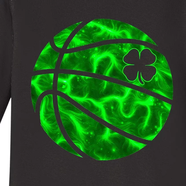 Basketball Shamrock Lucky Clover Irish St PatrickS Day Baby Long Sleeve Bodysuit