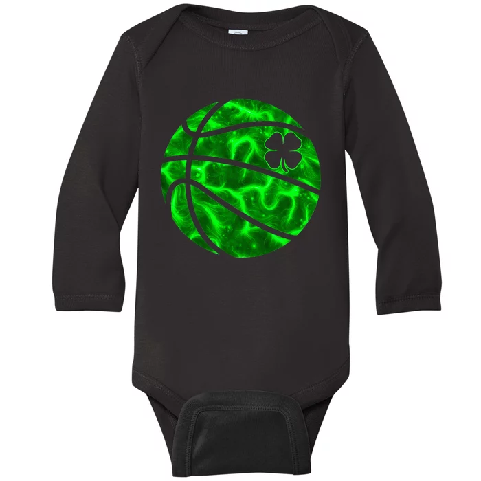 Basketball Shamrock Lucky Clover Irish St PatrickS Day Baby Long Sleeve Bodysuit