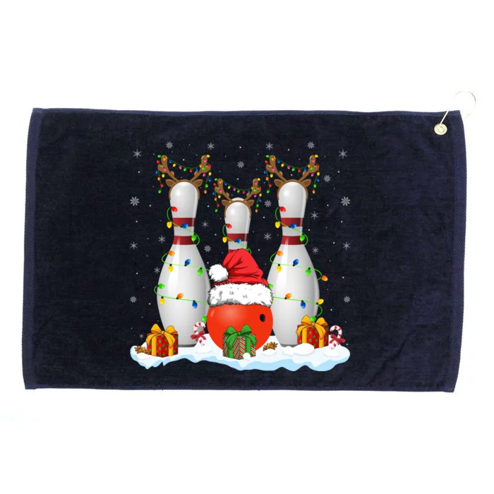 Bowling Sport Lover Xmas Lights Santa Bowling Christmas Gift Grommeted Golf Towel